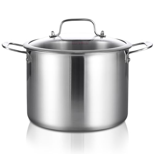 Tri ply Stainless Steel 12 Quart Heavy Duty Induction Stock Pot (Silver / 12 Quarts)