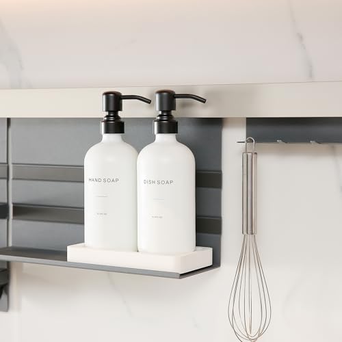Kitchen Soap Dispenser Set (White Bottle & Black Pump)