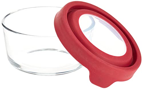 TrueSeal Glass Food Storage Container with Airtight Lid (2 Cup (Cherry))
