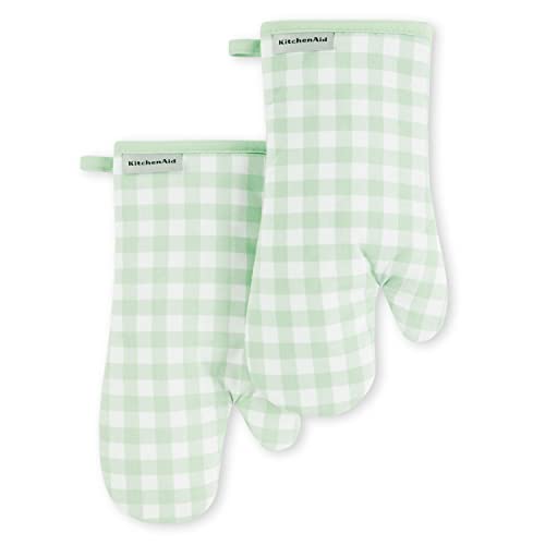 Gingham Oven Mitt 2 (Pistachio / 7"x13")