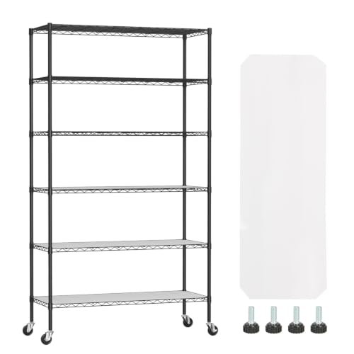 6 Tier Wire Storage Shelves with PP Shim (Black / 45×18×82 with PP Shim)