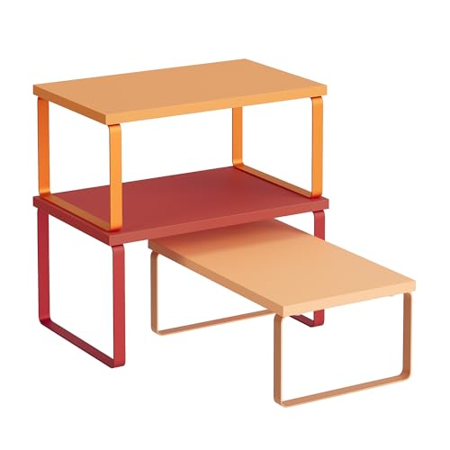 Cabinet Organizer Shelf (Mandarin Red + Pumpkin Orange / S (4.6"H) + S (5.4"H) + S (6.2"H))