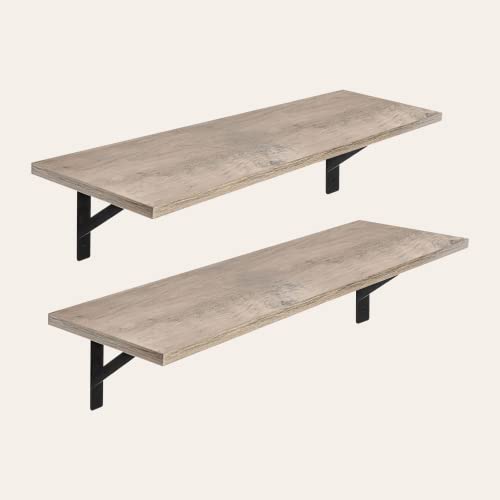 Wall Shelves 23.6" Long Floating Shelves with Metal Brackets (Greige / 23.6 Inch)