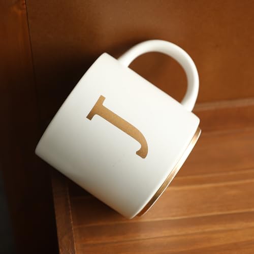 Monogram Ceramic Mugs (gold-J)