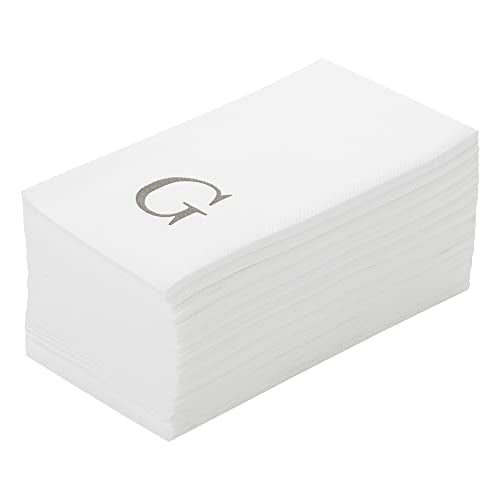 Paper Rectangle Silver Letter g Linen (Silver / 50 Count / G)