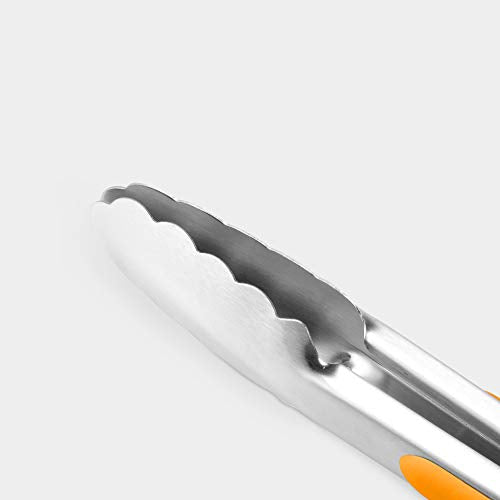 Premium 304 Stainless Steel Tongs Set (9" & 12" / Orange)