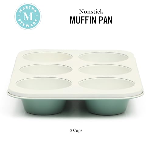 Gallen 6 Cup Nonstick Carbon Steel Muffin and Cupcake Pan (Teal / 6 Cup Muffin Pan)