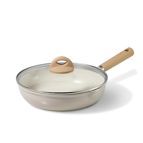 10" Ceramic Frying Pan with Lid (Taupe / 10 inch With Lid)