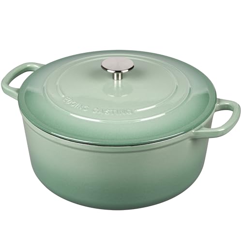 Enameled Cast Iron Dutch Oven Pot With Lid (Sage Green / 5.5QT)