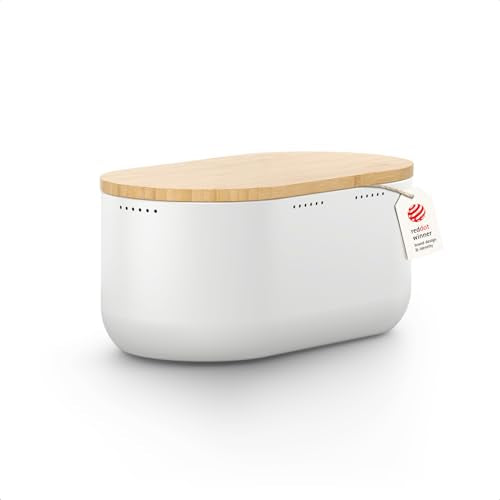 Stainless Steel Bread Box with Cutting Board (Pure White)