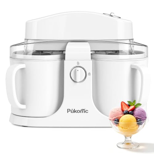 Home Ice Cream Maker Machine with 2 Ice Cream Bowls (Pure White / Standard)