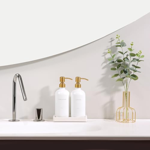 Gold Soap Dispenser Bathroom Set (Gold Pump & White Bottle)