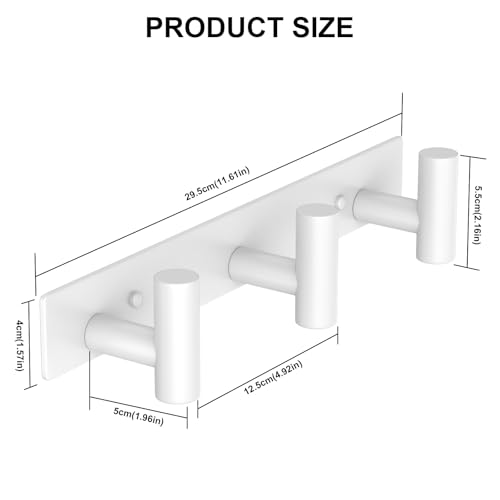 Wall Mounted Coat Rack (White / 3 "T" Hooks, 1PACK)