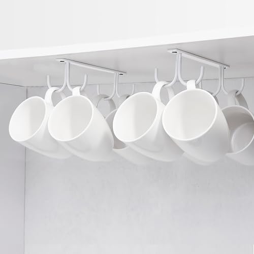 Mug Rack Under Cabinet (White / 2 Pack)