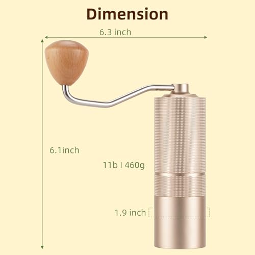 Popsweet C38 Manual Coffee Grinder (Starlight silver)