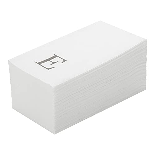 Paper Rectangle Silver Letter E Linen (Silver / 50 Count / E)