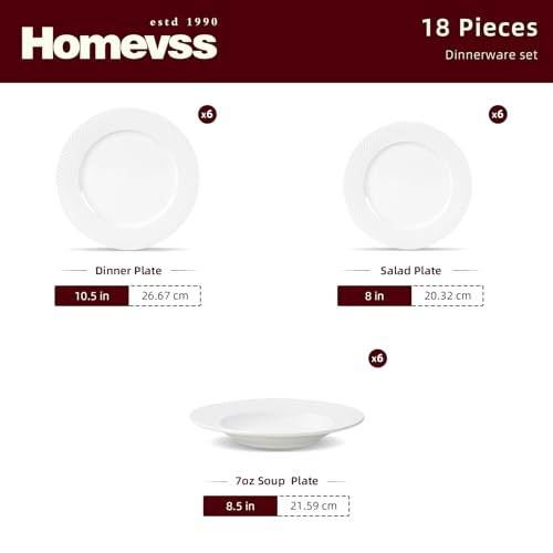 HomeVss New Bone China Dinnerware Set (Diamond / Service for 6 - 18pc Set)