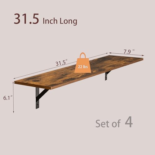 Long Wall Shelves (Rustic Brown / 31.5 Inch)