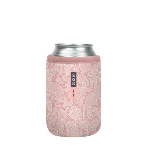 CanSok Sleeve for Beer & Soda Insulated Neoprene Cover (Paisley Pink Cats / 12oz Can Sleeve)