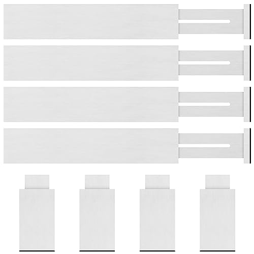 4 Pack Bamboo Drawer Dividers Organizer with Inserts 2.6'' High (White / 12.5-21.7 INCH)