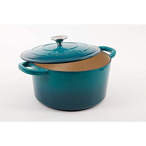 Artisan 5 Quart Round Enameled Cast Iron Dutch Oven (Teal Ombre / 5-Quart)