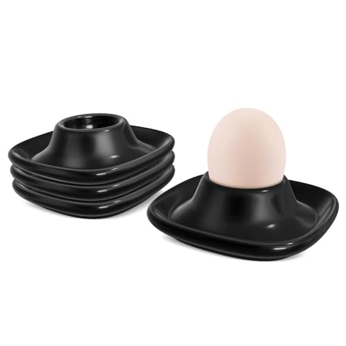 Soft Boiled Egg Cups (4 Pack / Square Style, Black)