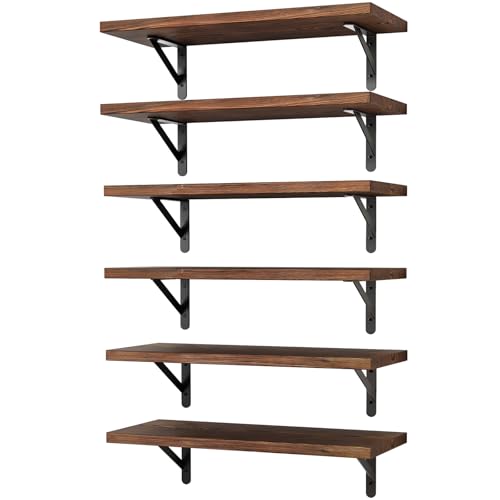 16.5in Floating Shelves for Wall (Dark Carbonized Pine / 16.5 x 6.1 x 0.59 inches)