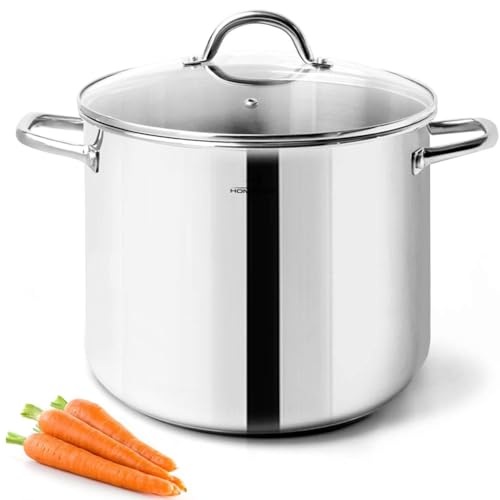 10 Quart Stock Pot With Glass Lid (Shiny Silver - Mirror Polished Stainless Steel / 10 Quarts)