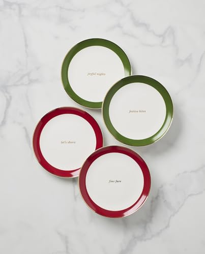 Evergreen Rim Christmas Plates (Rim Accent Plates, Set of 4)