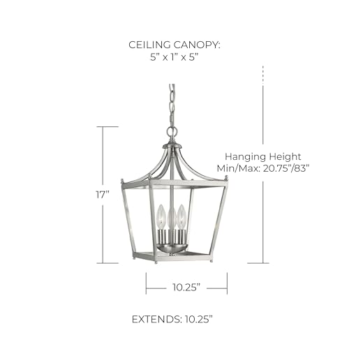 Capital Lighting 4036BN Stanton Geometric Metal Open Frame Lantern Foyer Pendant (3-Light / Brushed Nickel)