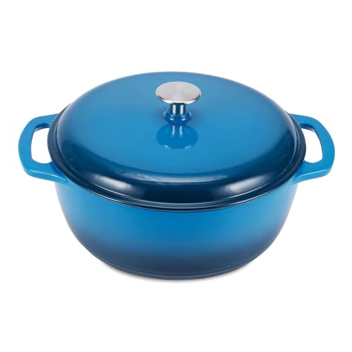 Enameled Cast Iron Dutch Oven Pot with Lid (Blue / 4.3-Quart)