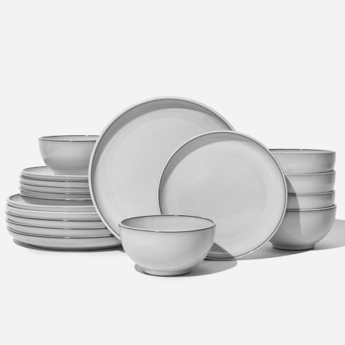 Stoneware Dinnerware Sets for 6 (Moonstone White / Set (18pcs))