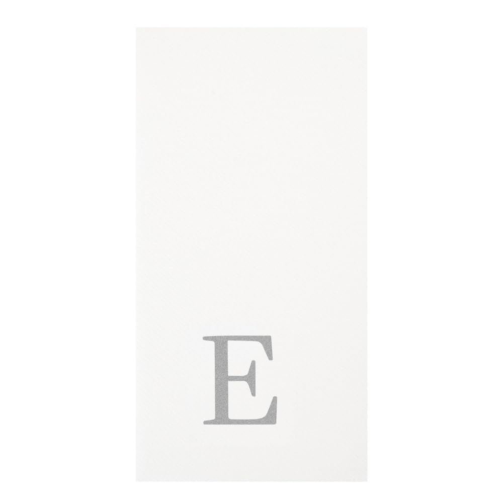 Paper Rectangle Silver Letter E Linen (Silver / 50 Count / E)