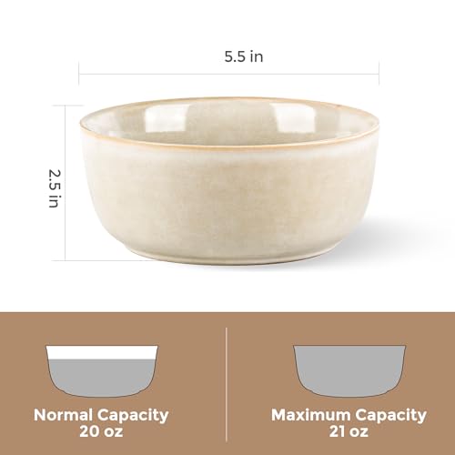 Ceramic Cereal Bowls Set of 2 for Kitchen (Cappuccino)