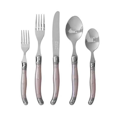 Laguiole 20 Piece Stainless Steel Flatware Set (Petal Pink)
