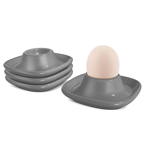 Soft Boiled Egg Cups (4 Pack / Square Style, Gray)