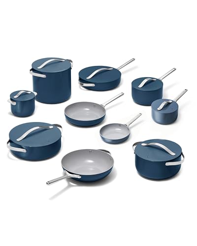 24-Piece Non-Stick Ceramic Cookware Set (Navy / 24pc Set)