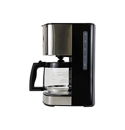 Kenmore Coffee Maker 12 cup Drip Coffee Machine Reusable Filter Programmable Timer Digital Display Aroma Control Glass Carafe Charcoal Water Filter Regular Bold Stainless Steel and Black