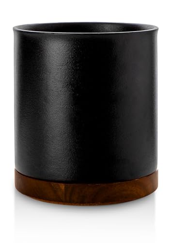 Ceramic Rotating Kitchen Utensil Holder for Countertop (Stone Black)