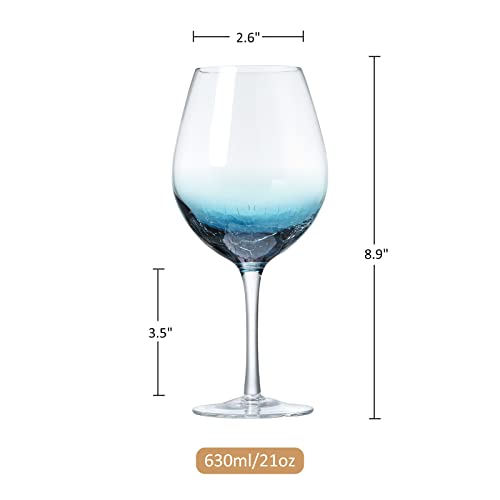 Handmade Blue Crackle Wine Glasses