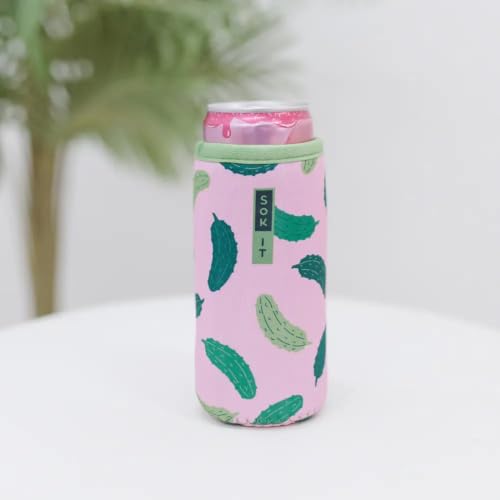 CanSok Sleeve for Beer & Soda Insulated Neoprene Cover (Pickle Me Pink / 12oz Slim Can Sleeve)