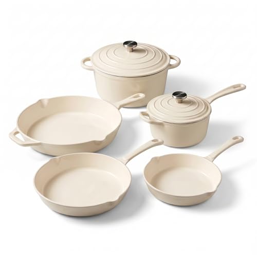 Enameled Cast Iron Cookware Set (White E)