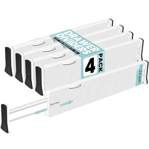White Expandable Drawer Dividers (2.5" Tall, 13"-22" Long)