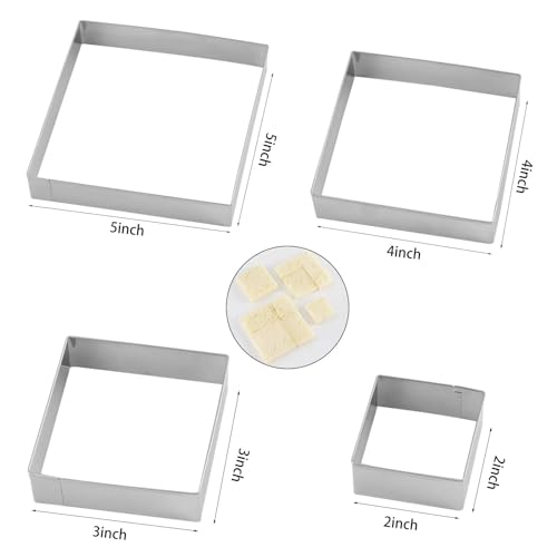 Square cookie cutters ANCKNE Stainless Steel Rectangle Biscuit Molds Square Pastry Molds Fondant Cake Cookie Cutter Set (Square)