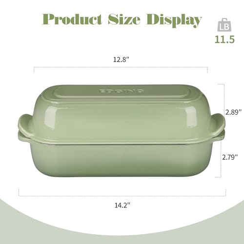 Enameled Cast Iron Loaf Pan with Lid (Pistachio Green)