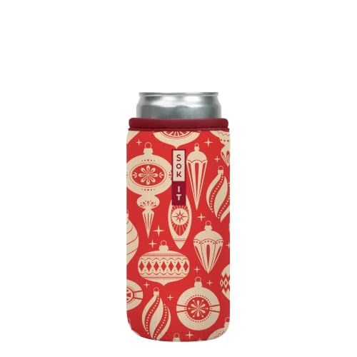 CanSok Sleeve for Beer & Soda Insulated Neoprene Cover (Vintage Baubles / 12oz Slim Can Sleeve)