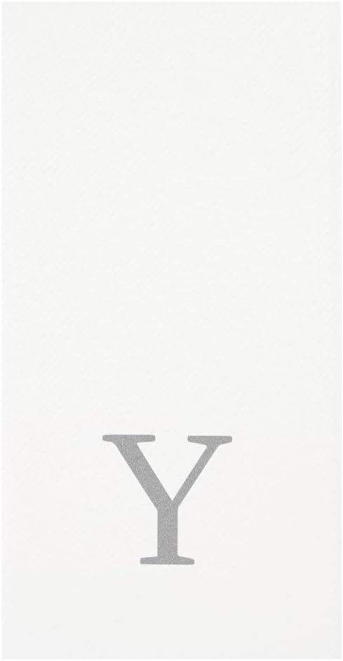 Luxenap 15.8 X 7.9 Inch Linen-Feel Guest Towels, 2000 Lettered Hand Towels - Silver Letter 'Y', Sans Serif Font, White Paper Dinner Napkins, airlaid, For Restrooms And Tables - Restaurantware