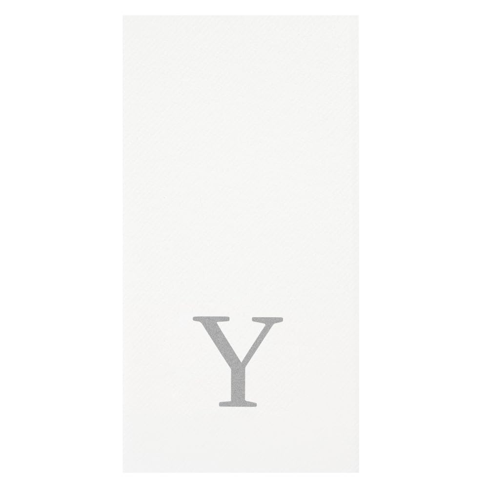 Silver Y White Linen Feel Guest Towel Napkin (Silver / 2000 Count / Y)