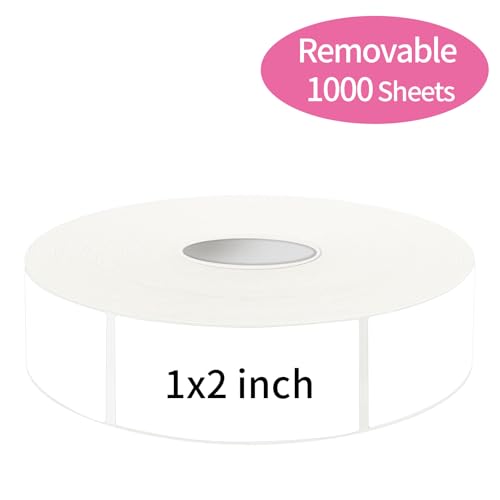 1000 Blank Removable Labels (White / 1 x 2 inches)