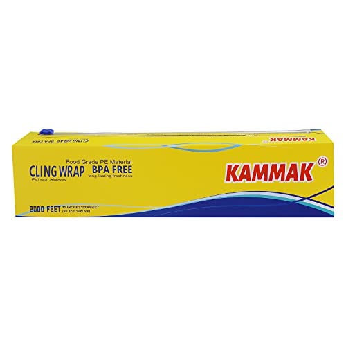 Plastic Wrap Food Cling Wrap with Slide Cutter 15 inch Restaurant Cling Film 2000 Ft Bulk Roll Refillable Food Service Cling Wrap Dispenser Quick Cut Anti